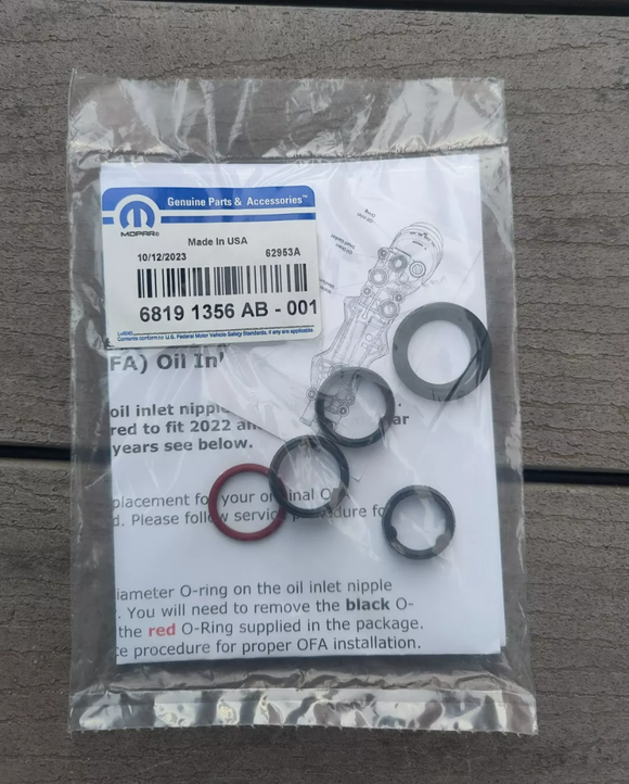 Brand New Genuine Mopar Oil Cooler Seal for Jeep Grand Cherokee WK 3.6L Jeep Wrangler JK 3.6L 68191356AB